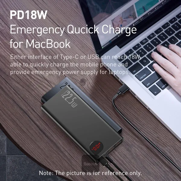 Baseus Adaman 20000mAh 22.5W Metal Digital Display Fast Charging Power Bank - Black