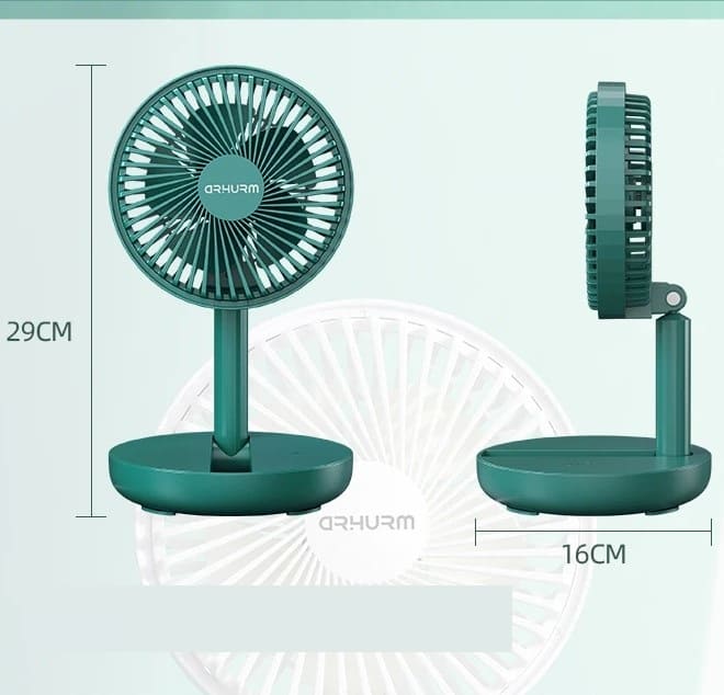 HCZ21 Rechargeable 5-inch Folding Portable Fan with 2000mAh Battery - Green