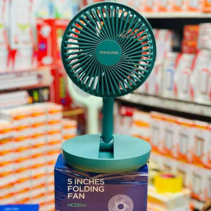 HCZ21 Rechargeable 5-inch Folding Portable Fan with 2000mAh Battery - Green