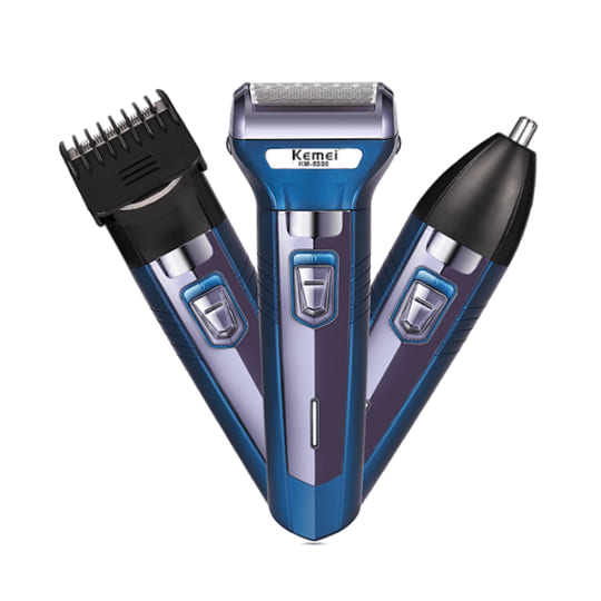Kemei KM-6330 3-in-1 Rechargeable Professional Electric Hair Trimmer, Shaver and Nose Clipper Kit