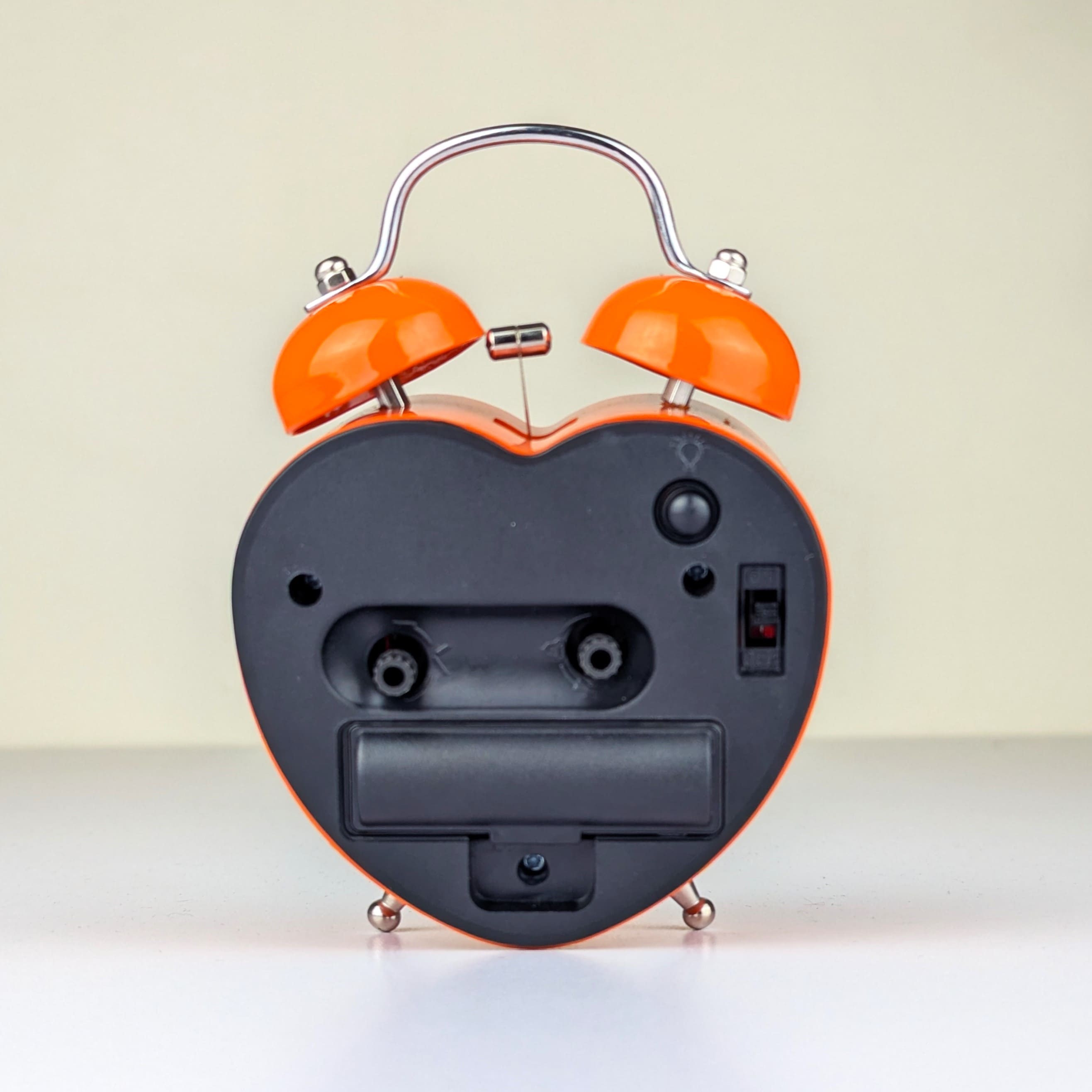 Premium Heart Shape Twin Bell Mechanical Alarm Clock with Night Light and Silent Quartz Movement