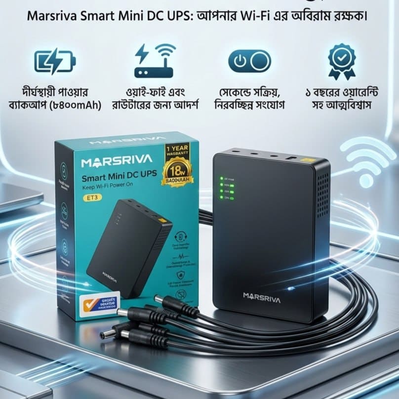 Marsriva ET3 Smart Mini UPS - Router & CCTV Backup
