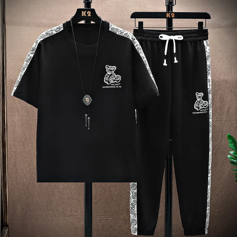 Drop Shoulder Mesh T-Shirt and Trouser Combo