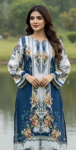 Digital Printed China Microstich 3 Piece with Lase Work