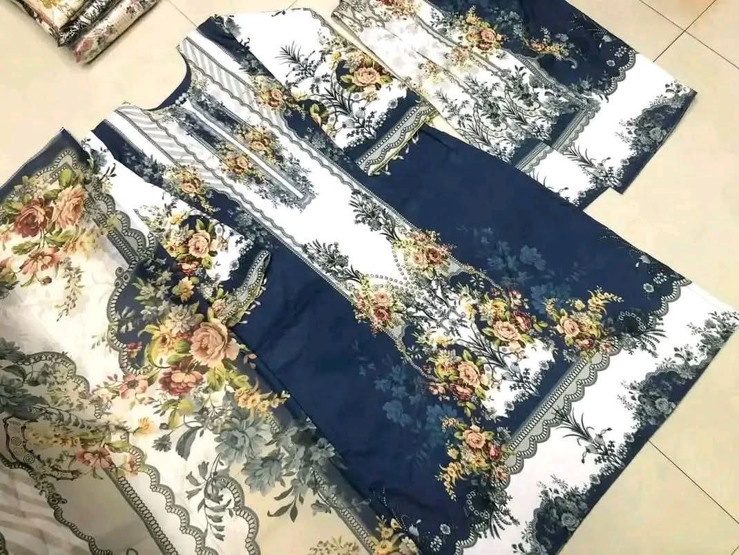 Digital Printed China Microstich 3 Piece with Lase Work