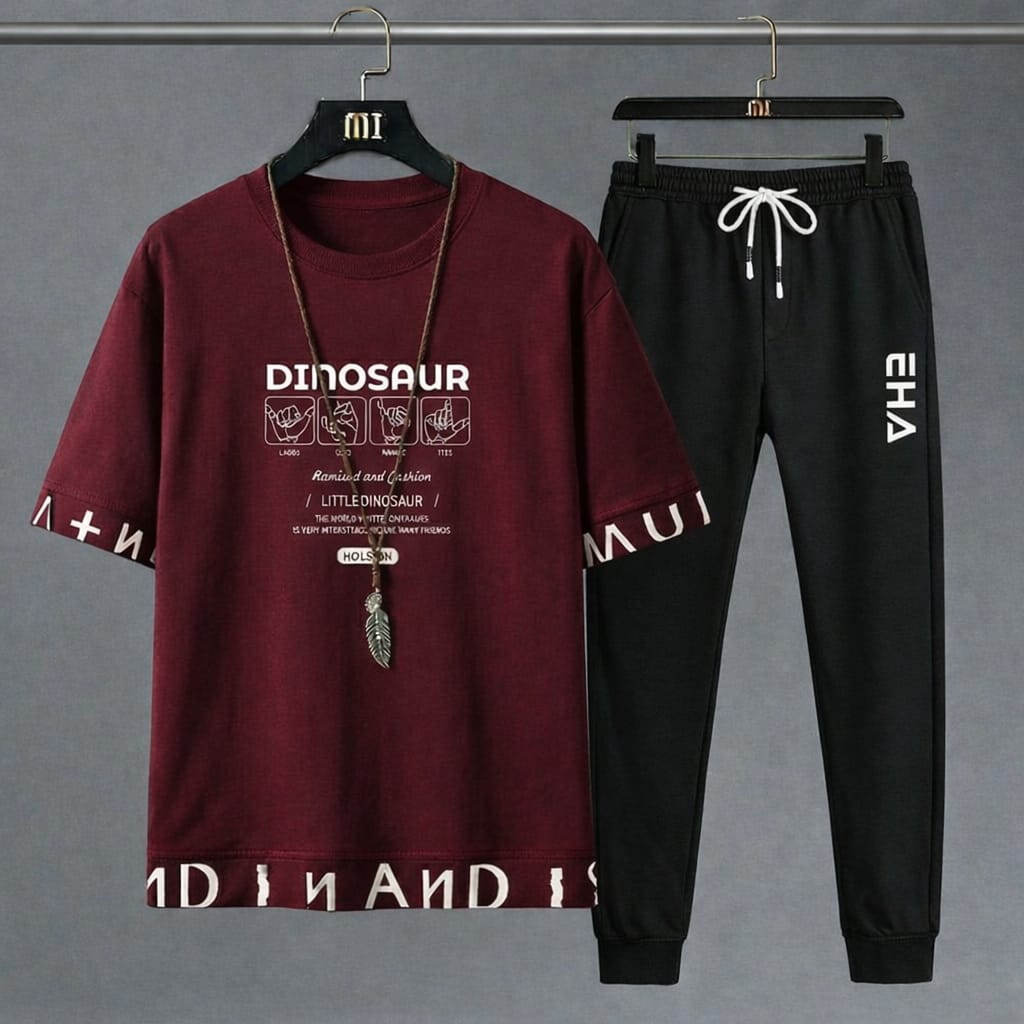 Premium Mash Fabric T-Shirt and Full Pant Set for Men