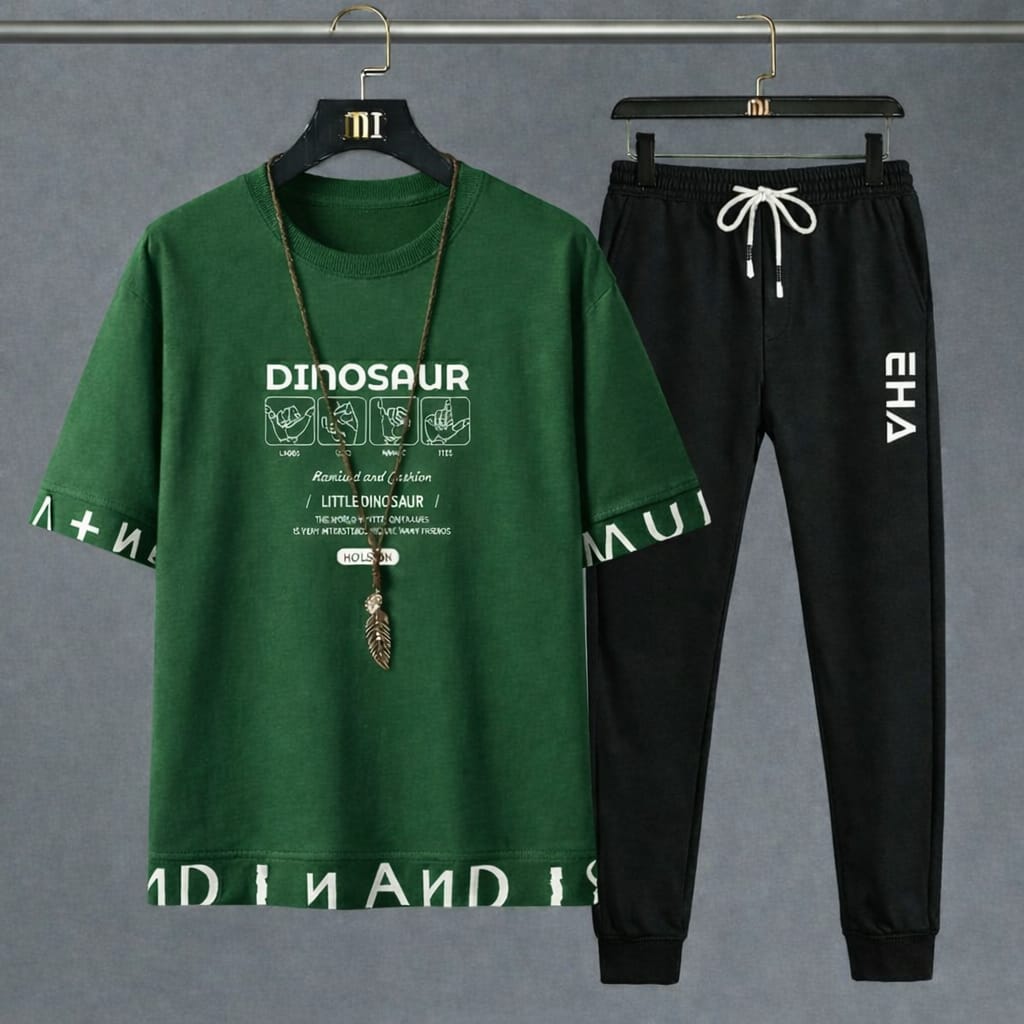 Premium Mash Fabric T-Shirt and Full Pant Set for Men