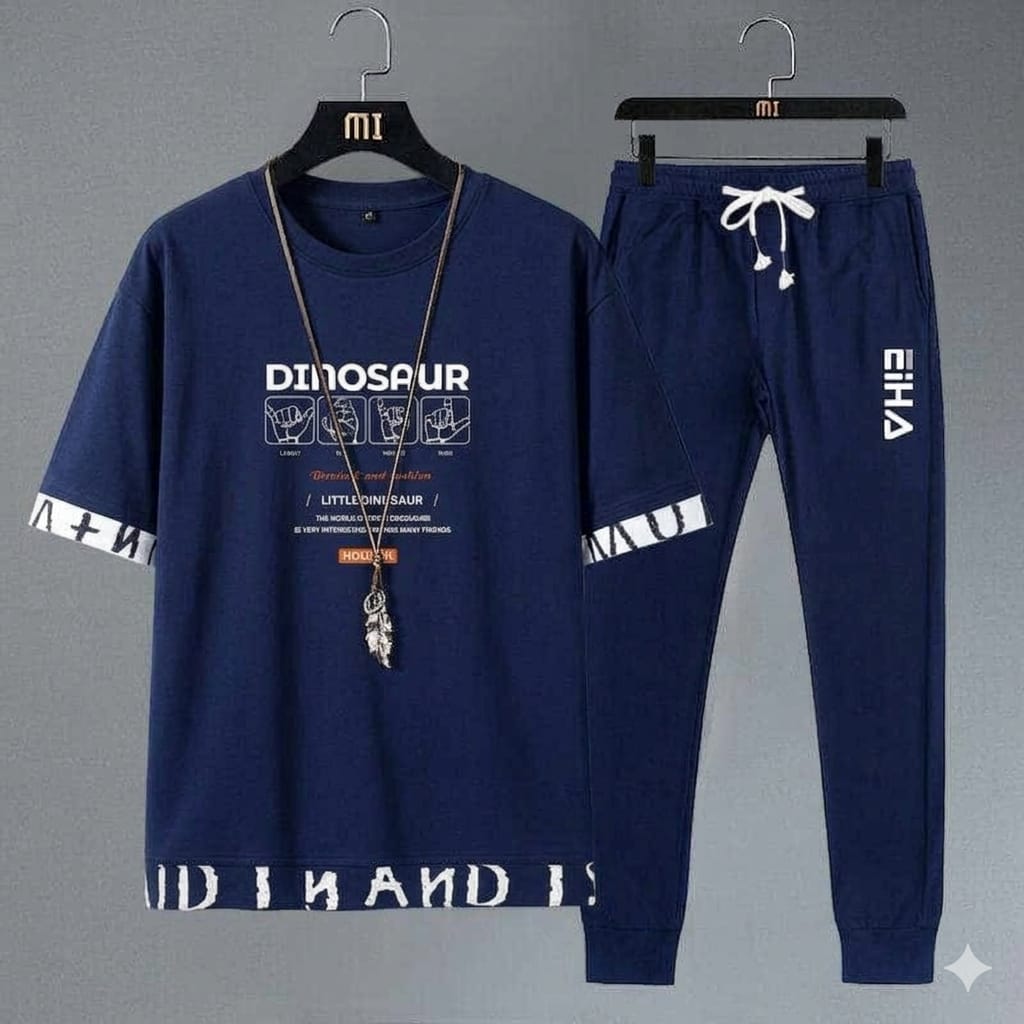 Premium Mash Fabric T-Shirt and Full Pant Set for Men