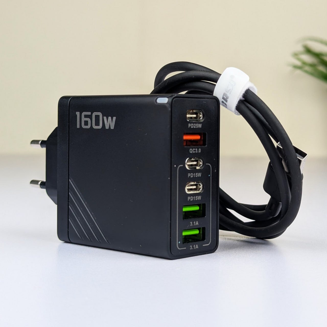 160W Super Fast Multi-Port GaN Charger - 6-in-1 Charging Station with Free Type-C Cable