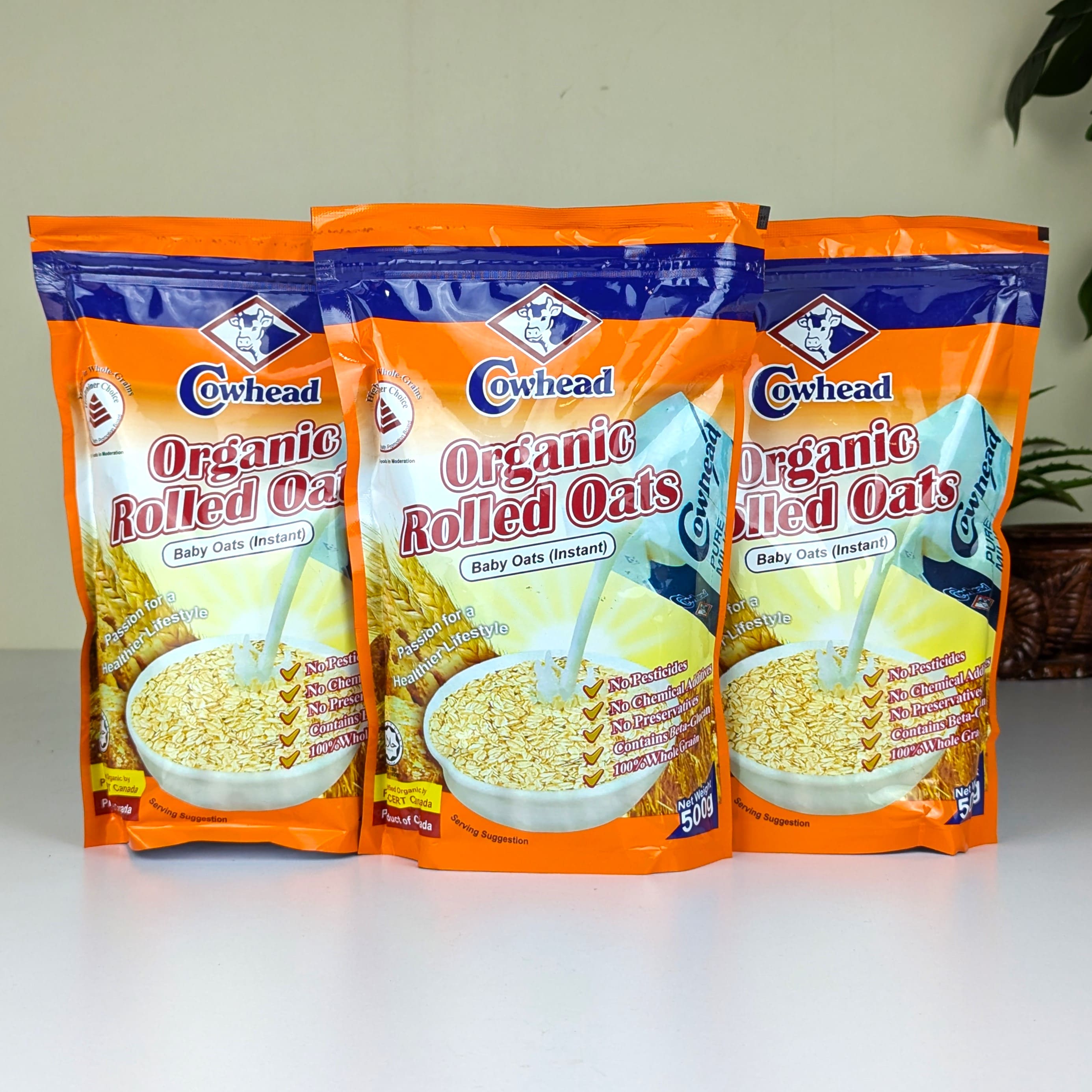 Ultimate Healthy Breakfast Combo: 3x Cowhead Organic Rolled Oats + FREE 250ml Natural Honey