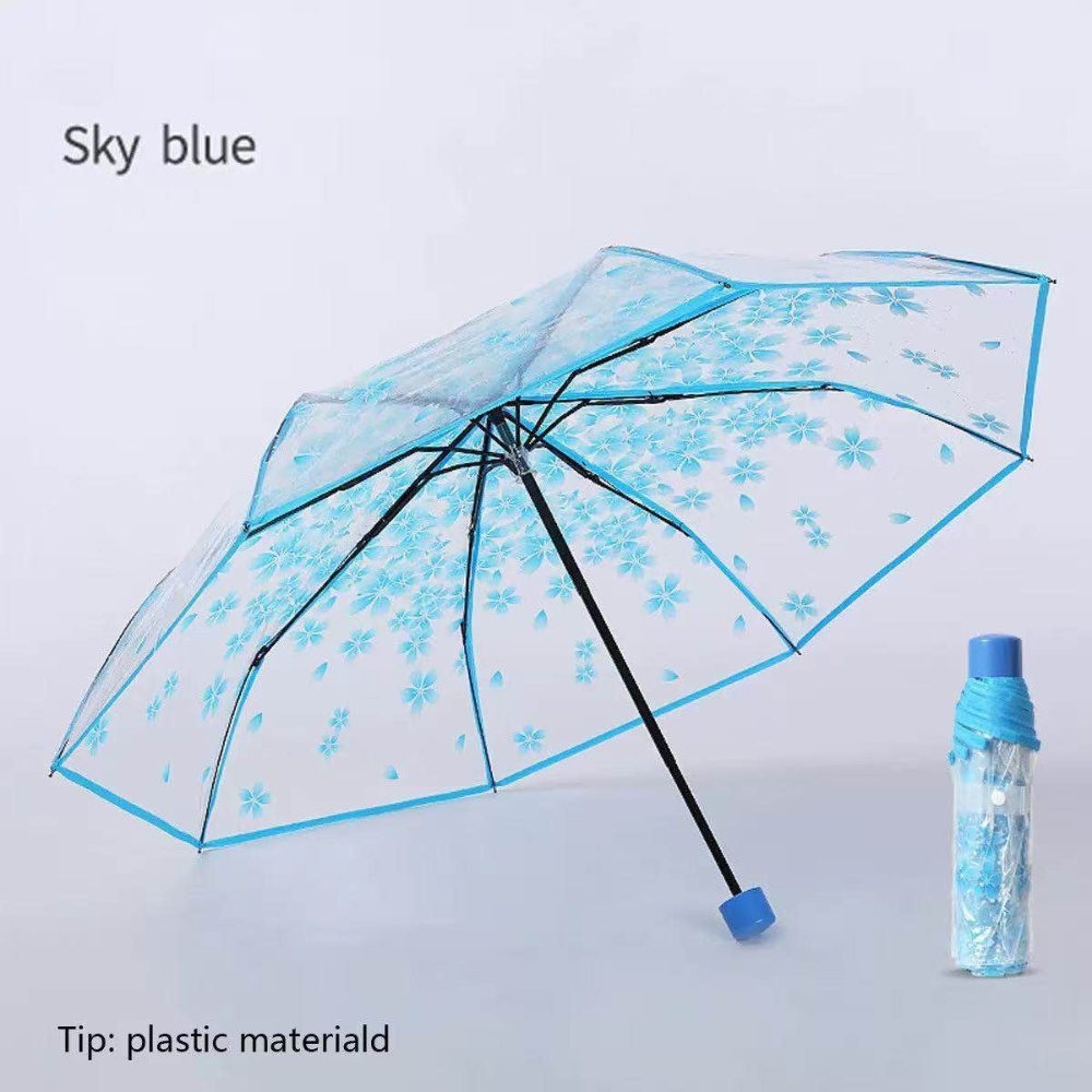 Magical Transparent Cherry Blossom Folding Umbrella - Stylish & Lightweight for Girls