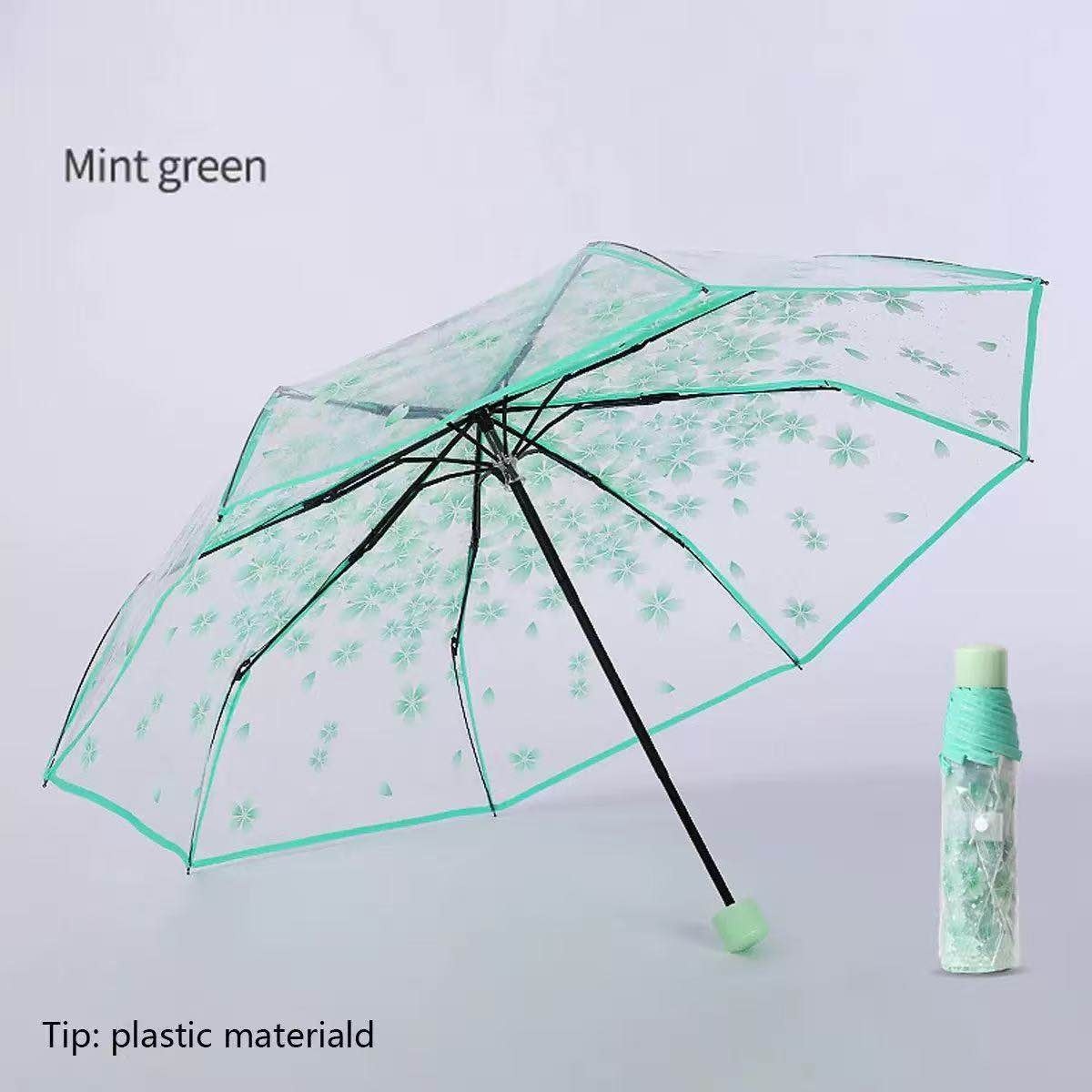 Magical Transparent Cherry Blossom Folding Umbrella - Stylish & Lightweight for Girls
