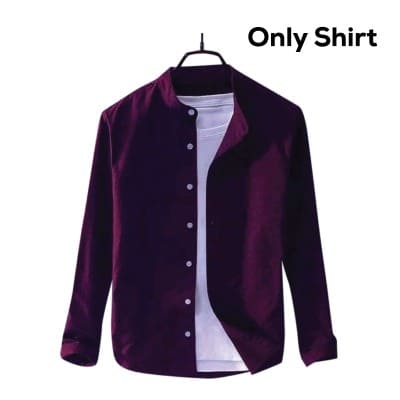 3 Pcs Combo Men's Ban Collar Casual Cotton Solid Shirt Pack