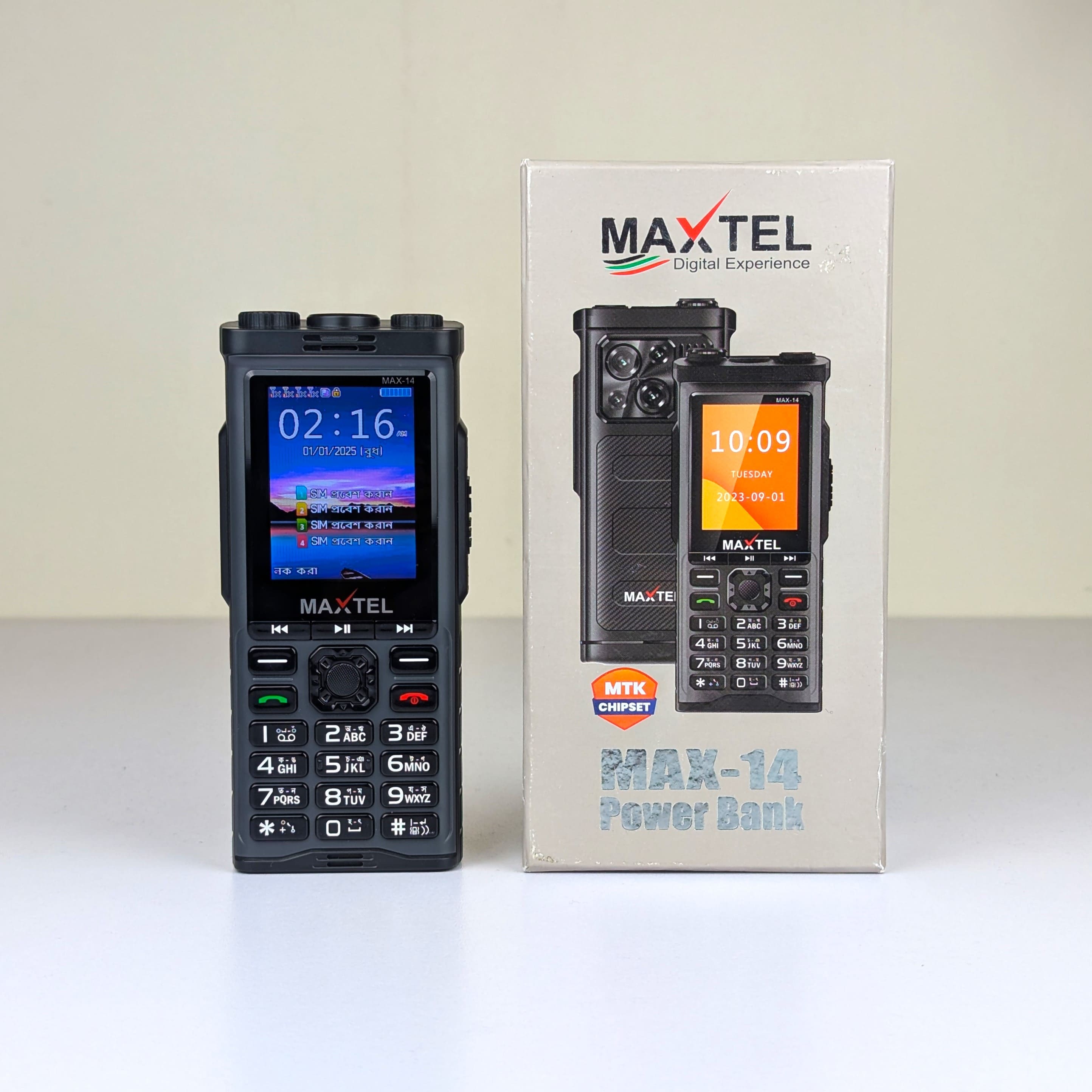 Maxtel MX14 4-SIM Mobile - 5500mAh Battery with Walkie-Talkie Style Design