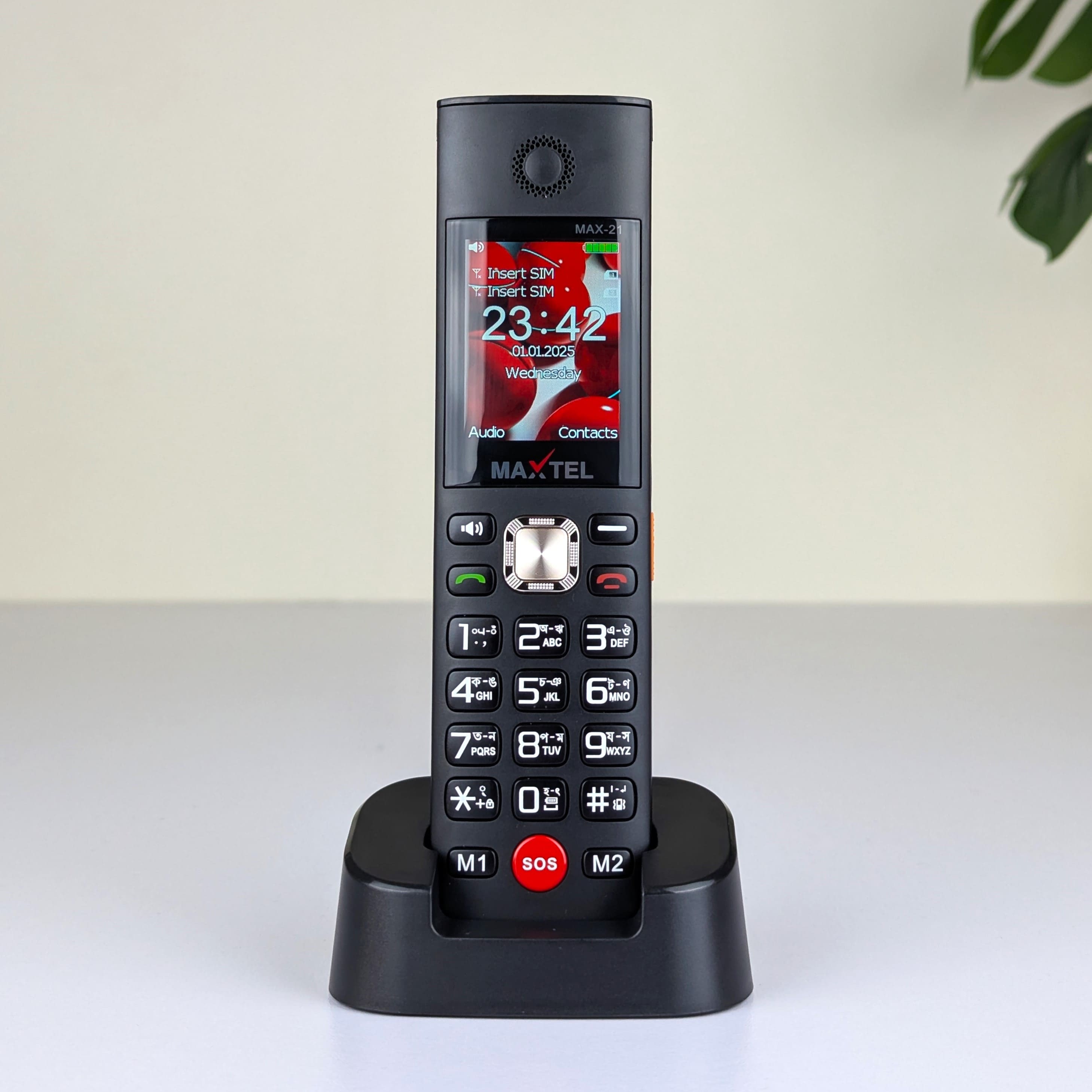 MAXTEL MAX21 Ultra Cordless Style Mobile Phone - Dual SIM, 3000mAh Battery & Dock Charger