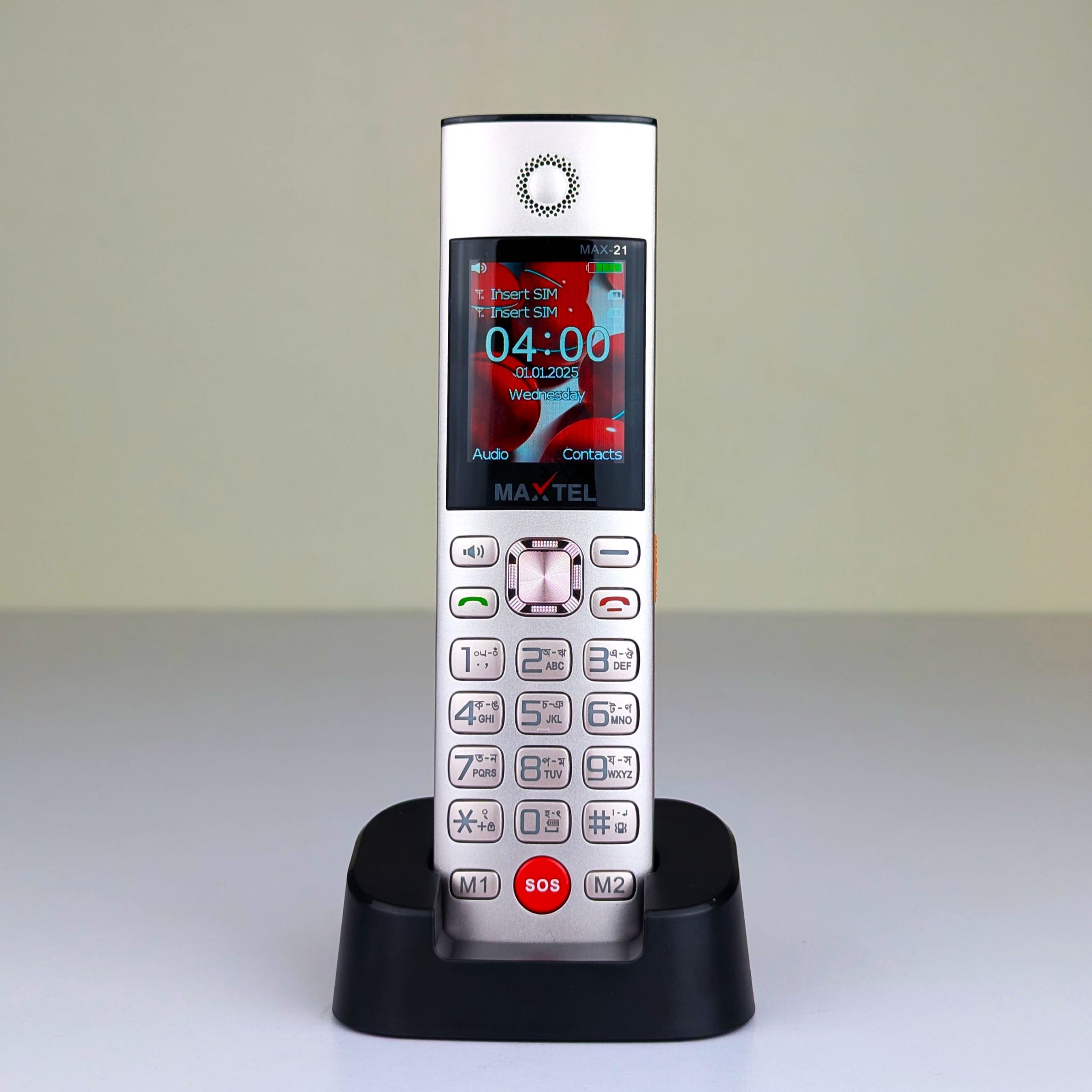 MAXTEL MAX21 Ultra Cordless Style Mobile Phone - Dual SIM, 3000mAh Battery & Dock Charger