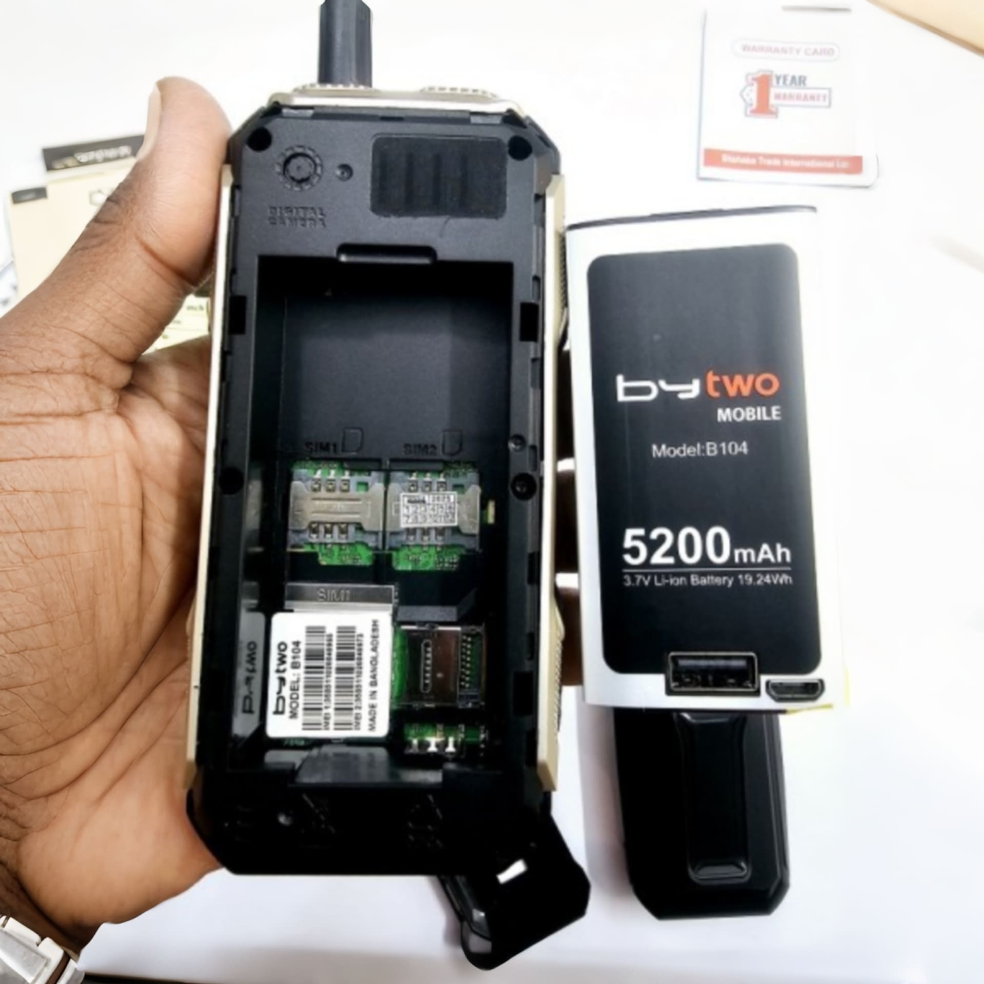 Bytwo B104 Antenna Power Bank Phone - 5200mAh Battery & Loud Speaker