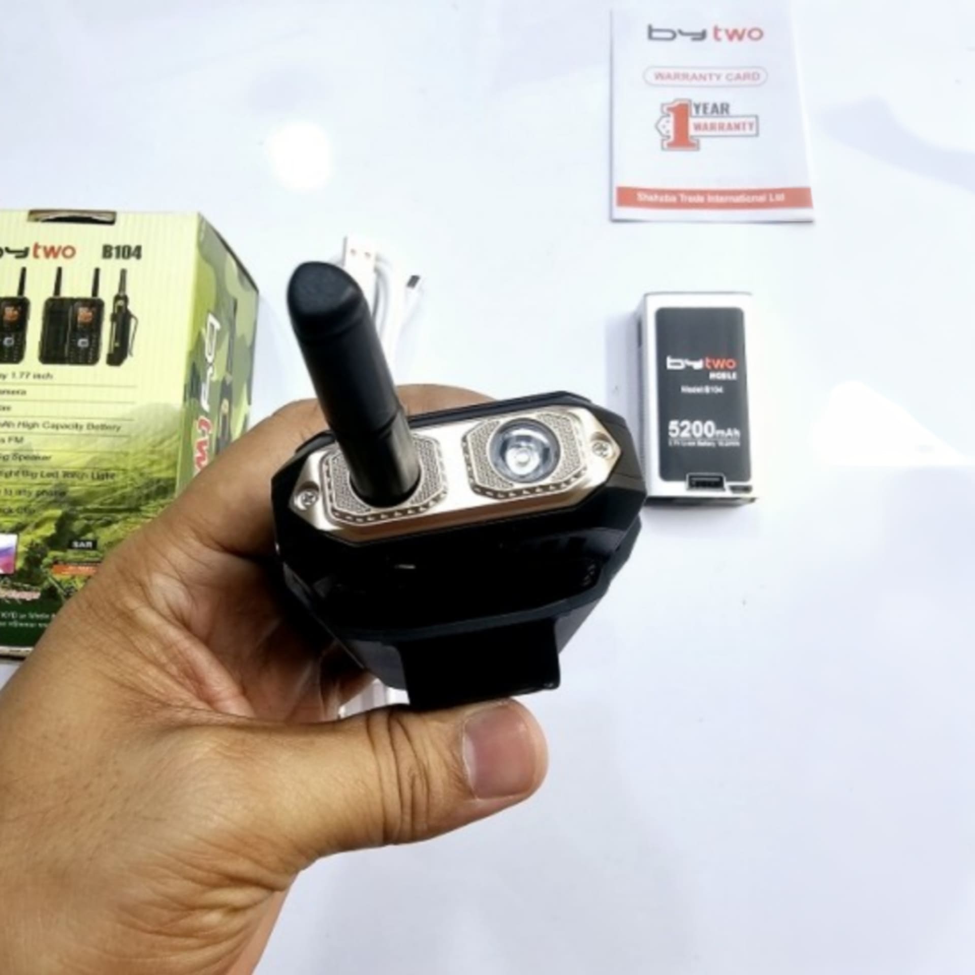 Bytwo B104 Antenna Power Bank Phone - 5200mAh Battery & Loud Speaker