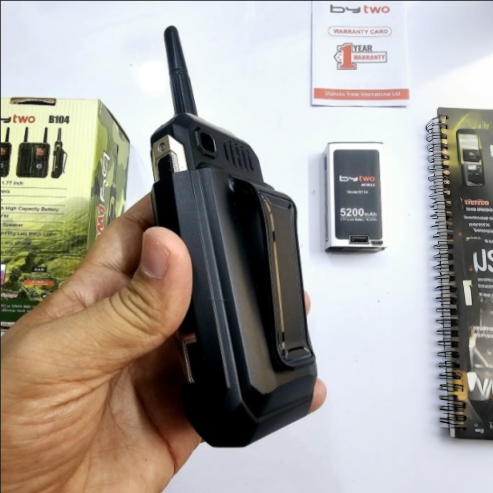 Bytwo B104 Antenna Power Bank Phone - 5200mAh Battery & Loud Speaker