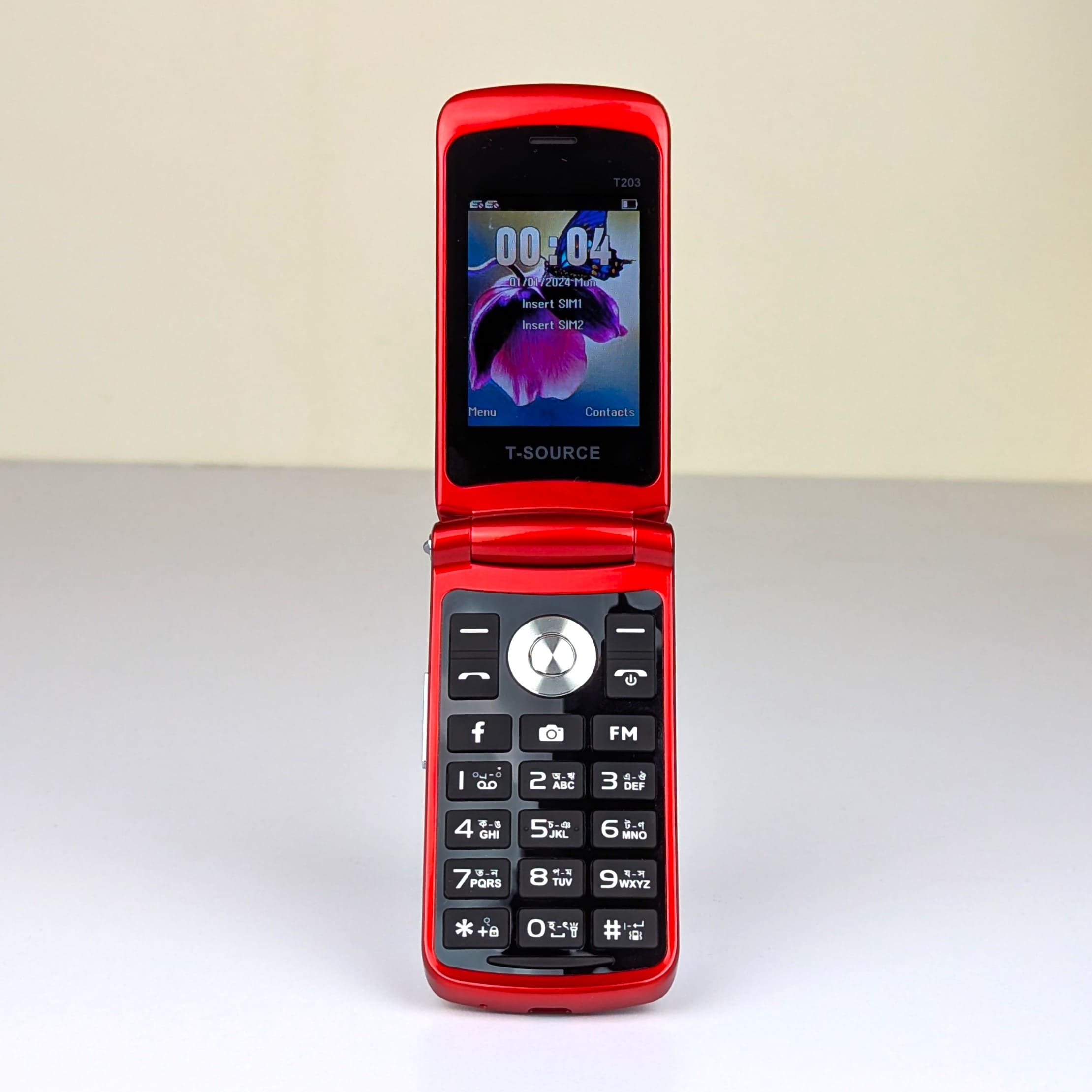T-Source T203 Dual Display Folding Mobile Phone - Red (1 Year Official Warranty)