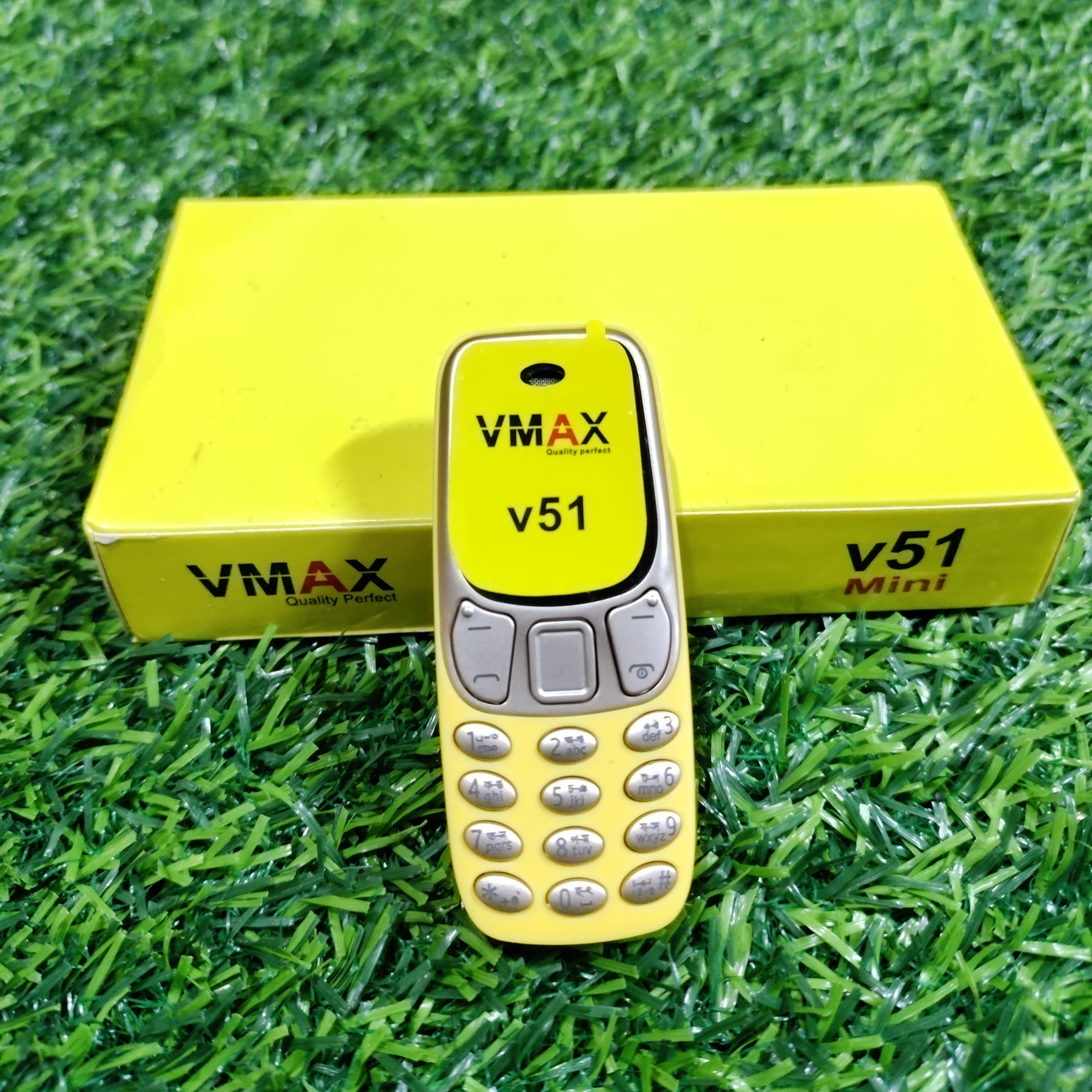 Vmax V51 Mini Phone with Magic Voice Feature - Dual SIM, Yellow
