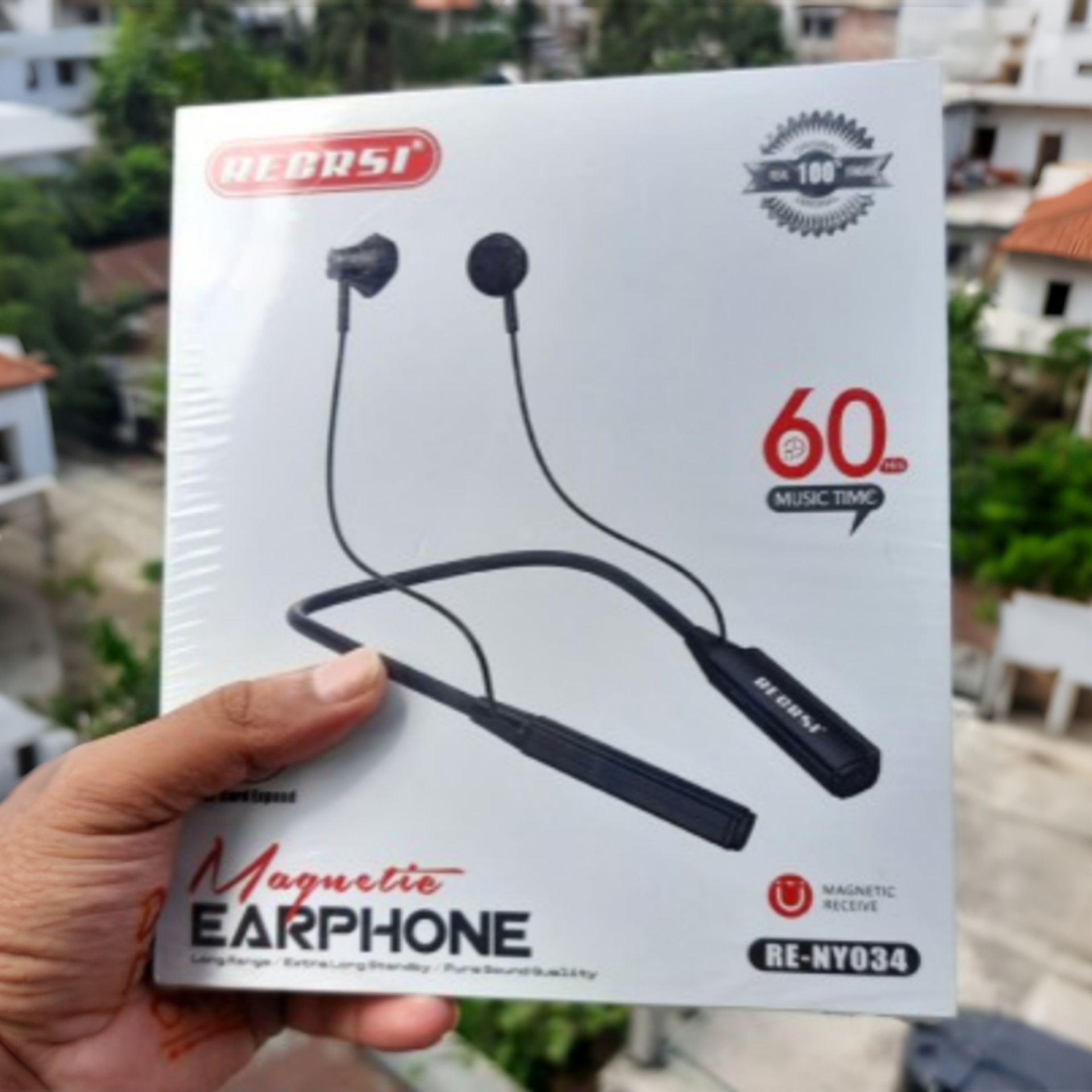 Recrsi RE-NY034 Wireless Bluetooth Neckband with 60 Hours Music Time & TF Card Expand