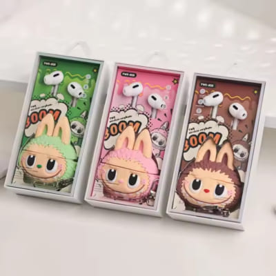 Cute 3D Labubu Cartoon TWS Bluetooth Earbuds with Silicone Protective Case