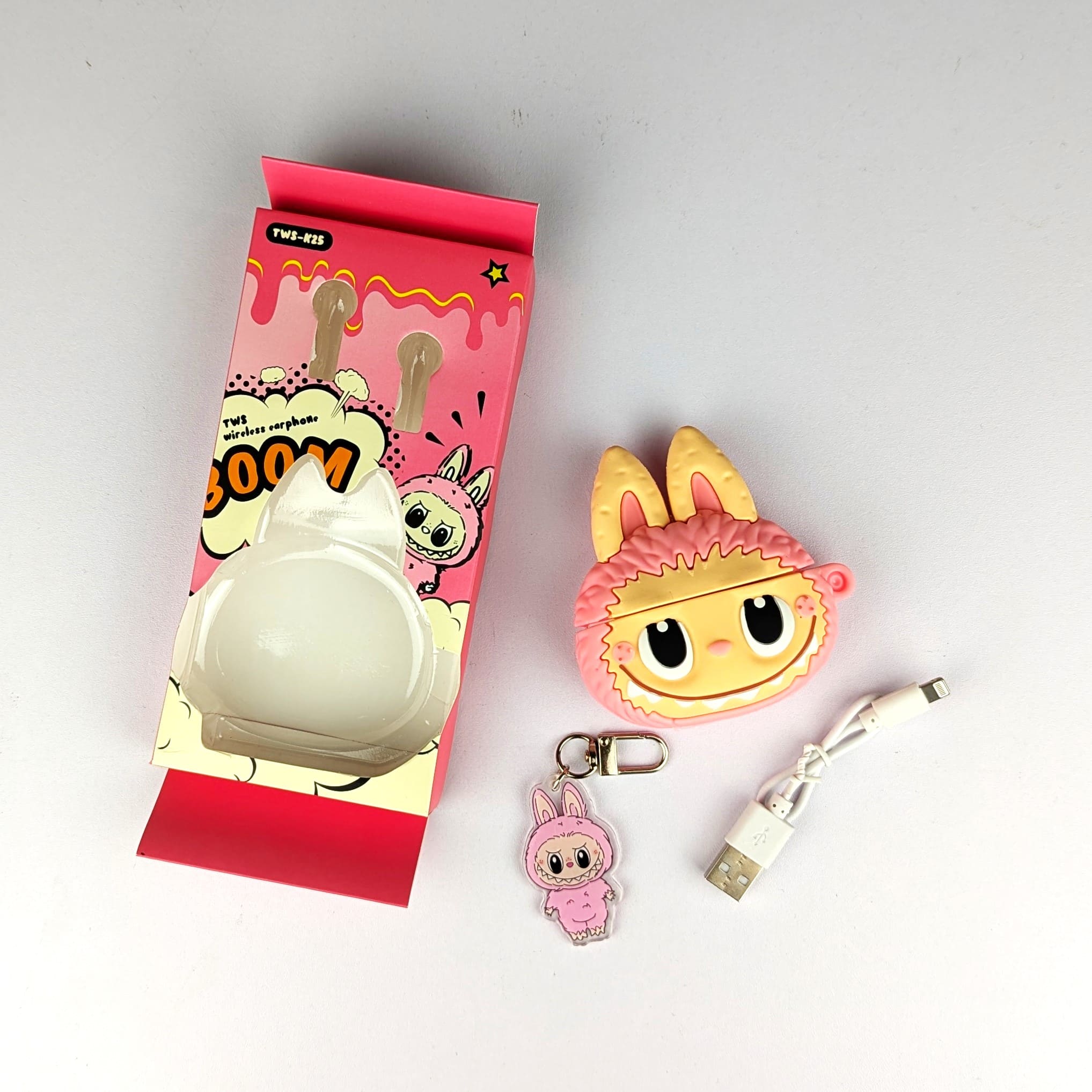 Cute 3D Labubu Cartoon TWS Bluetooth Earbuds with Silicone Protective Case