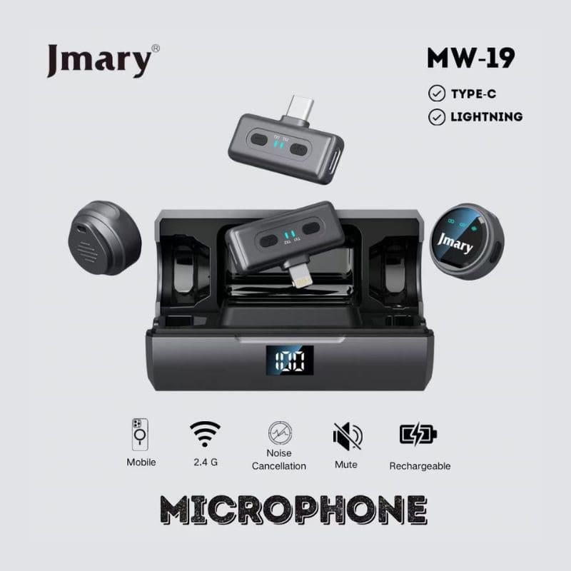 Jmary MW-19 Dual Wireless Microphone with Type-C and Lightning Connector