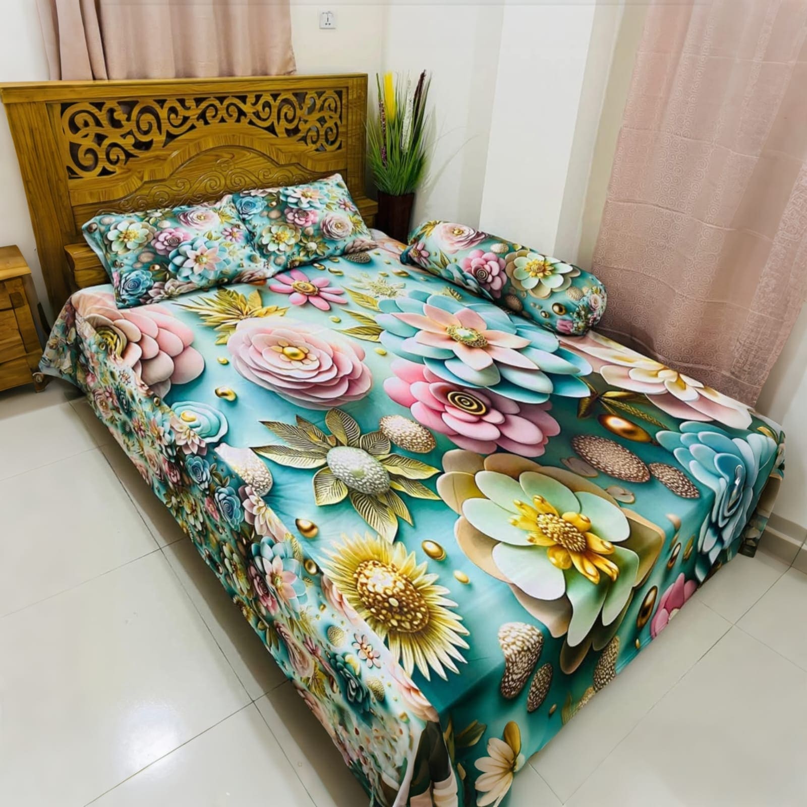 Water Proof China Premium 3D Design Bed Sheet King Size Velvet