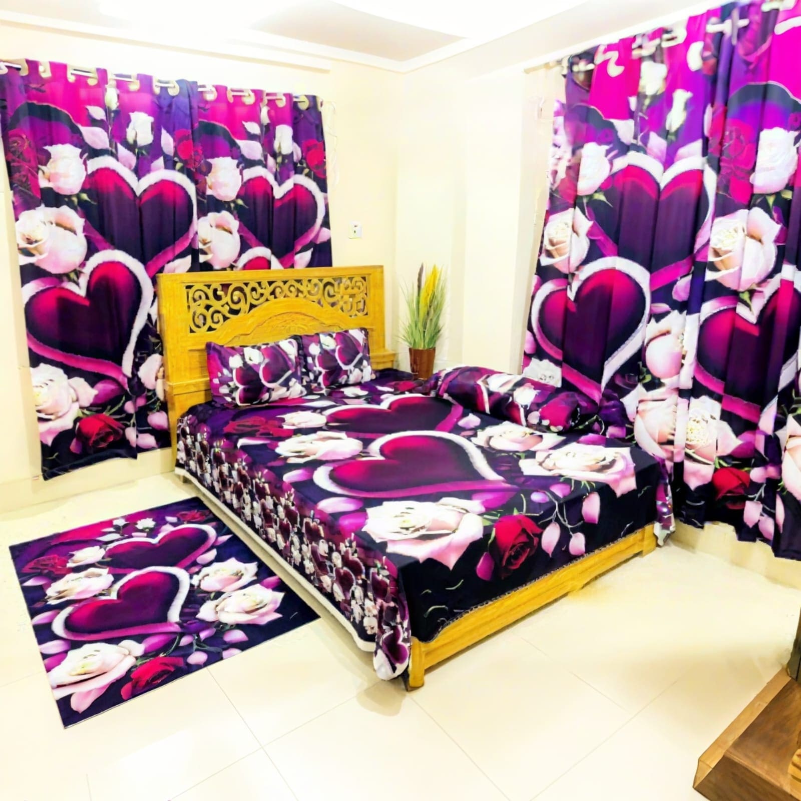 Water Proof China Premium 3D Design Bed Sheet Mega King Size 8ft x 7ft