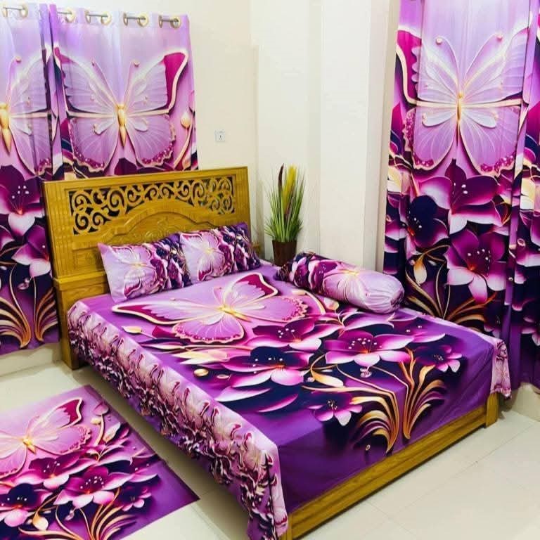 Water Proof China Premium 3D Design Bed Sheet Mega King Size 8ft x 7ft