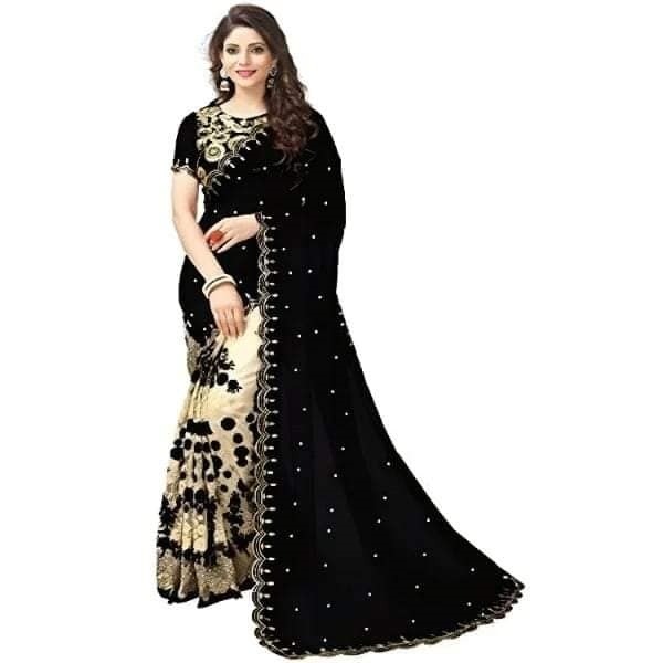 Premium Indian Georgette Embroidery Saree With Blouse Piece