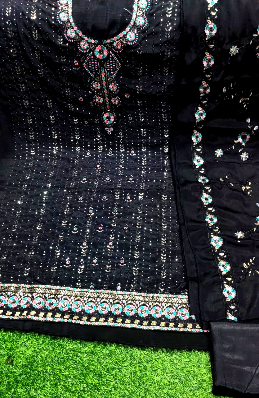 Premium Pakistani Chinon Georgette Unstitched Three Piece