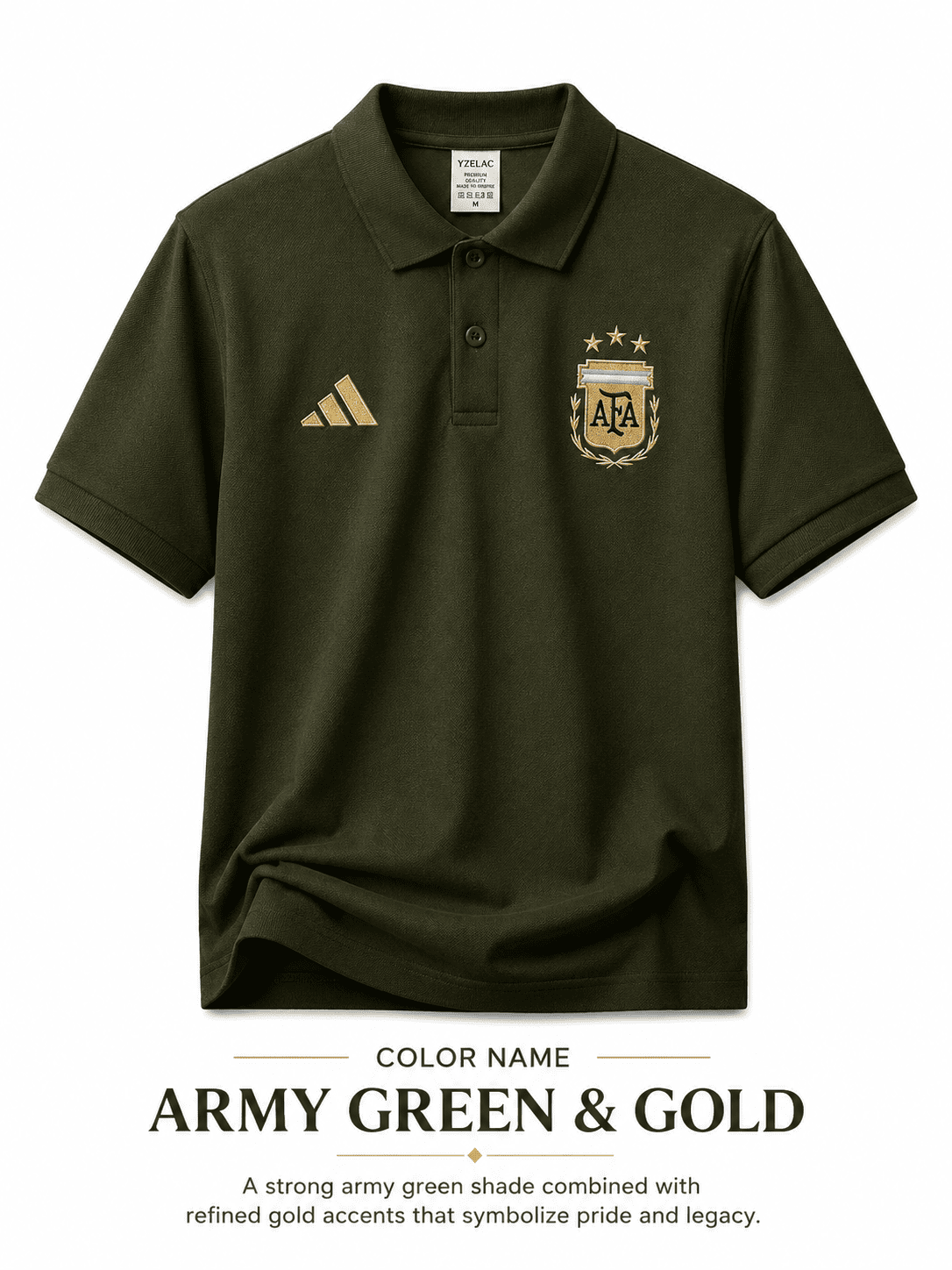 Argentina World Cup Premium Embroidery China Cotton Polo Shirt - Green