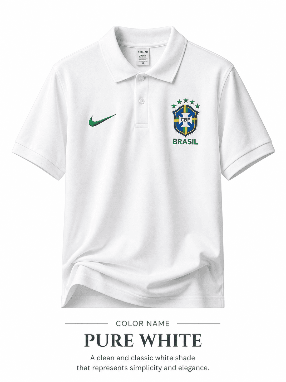 Brazil World Cup Premium Embroidery China Cotton Polo Shirt White