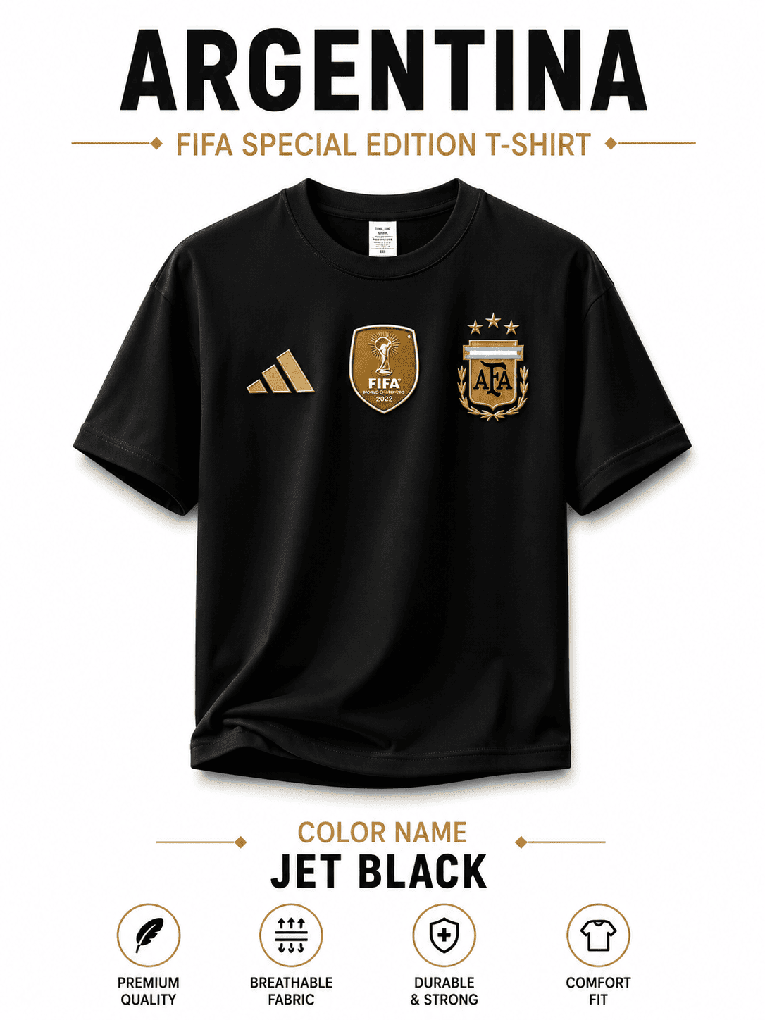 Argentina World Cup Premium 220 GSM Drop Shoulder T-Shirt