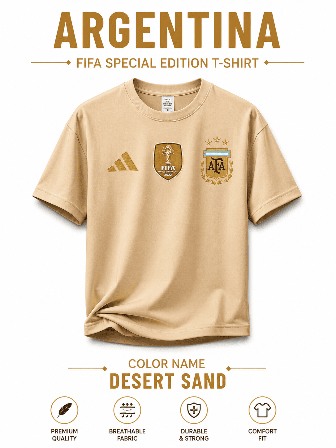 Argentina World Cup Premium 220 GSM Drop Shoulder T-Shirt