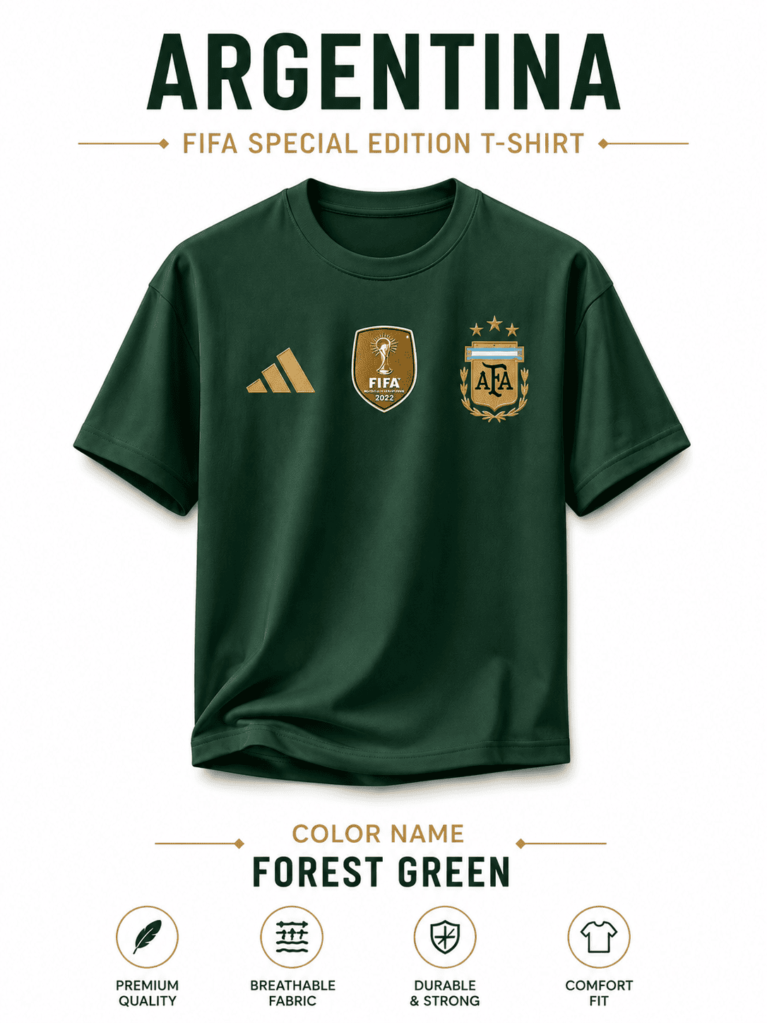 Argentina World Cup Premium 220 GSM Drop Shoulder T-Shirt