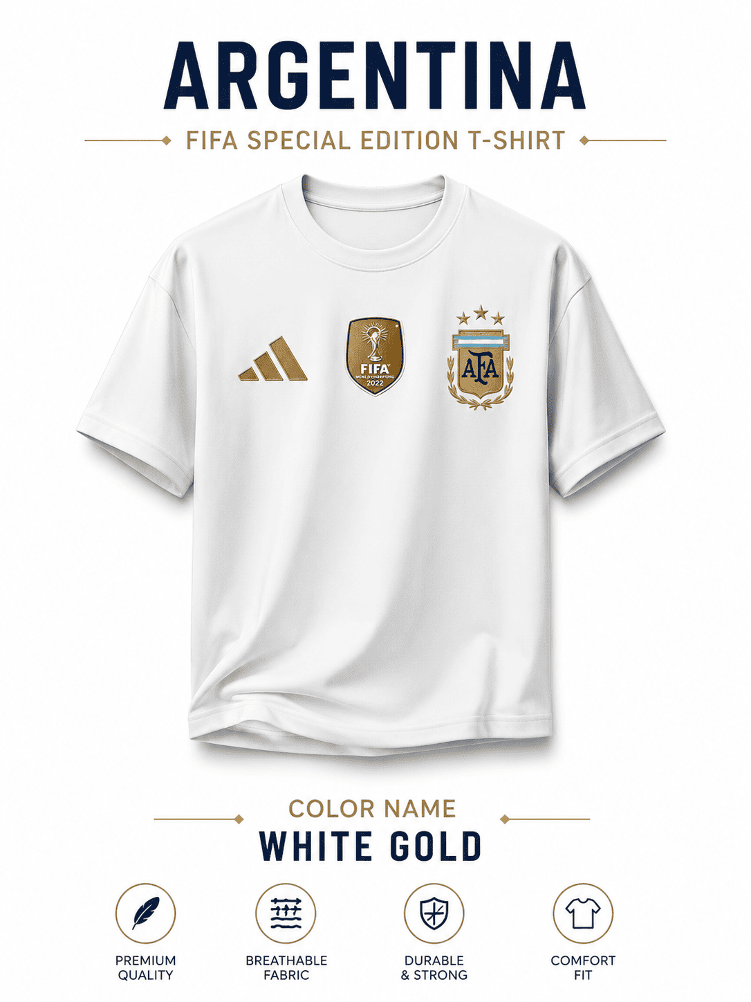 Argentina World Cup Premium 220 GSM Drop Shoulder T-Shirt