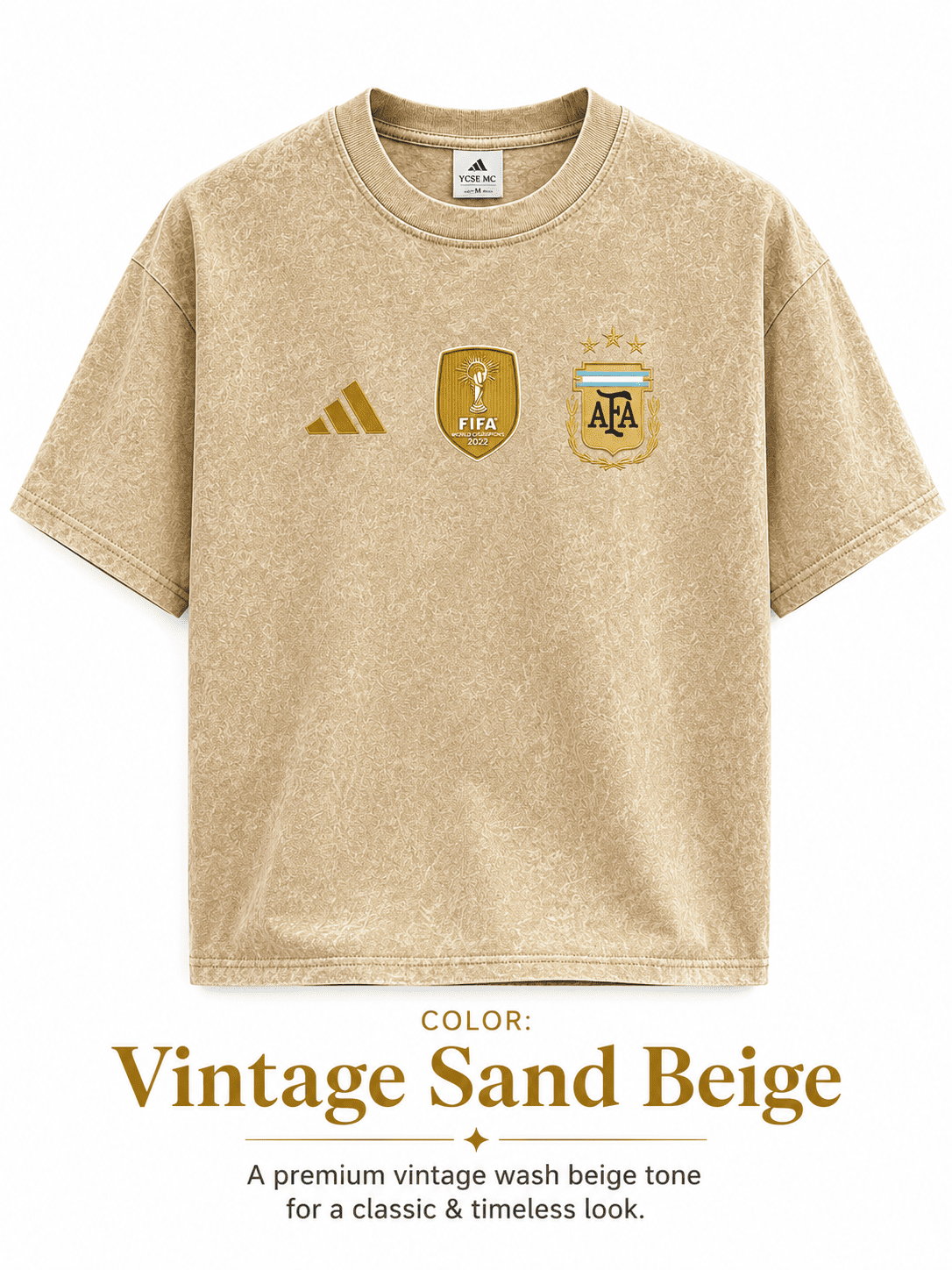 Argentina World Cup Premium 240+ GSM Acid Wash T-Shirt
