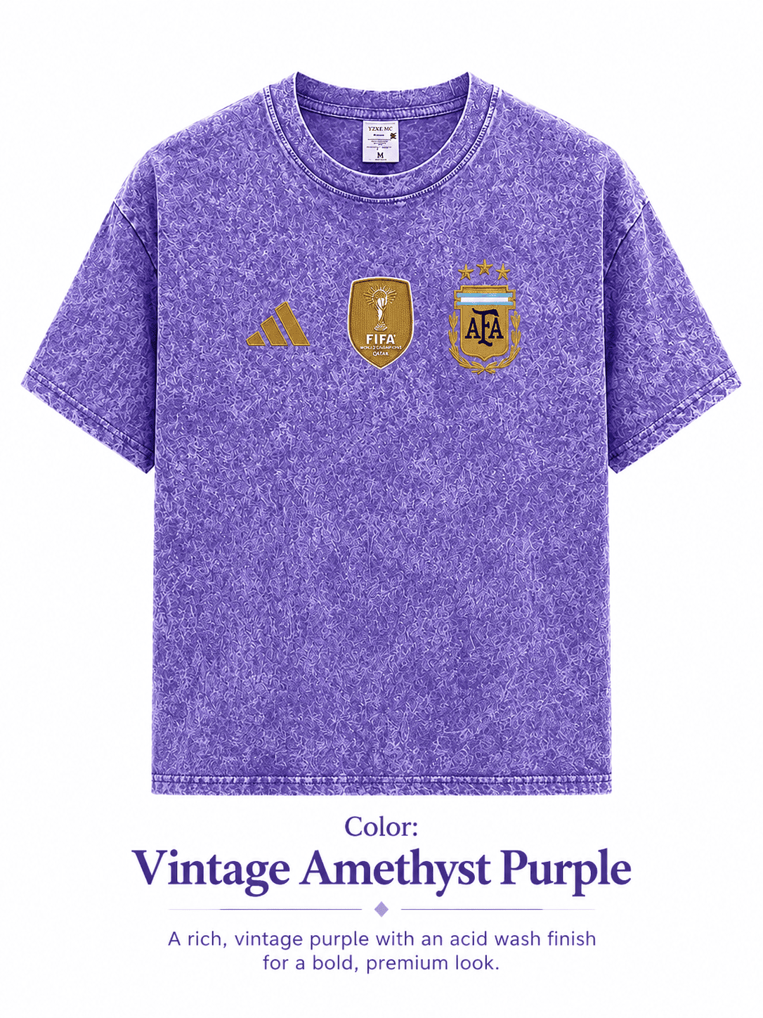 Argentina World Cup Premium 240+ GSM Acid Wash T-Shirt