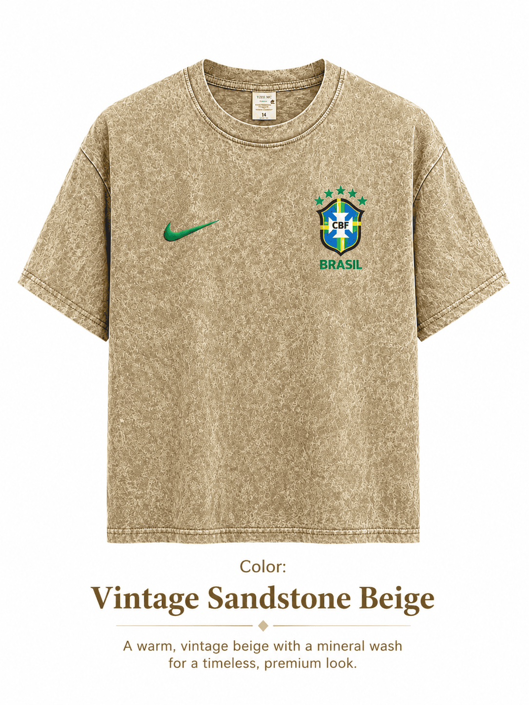 Brazil World Cup Premium 240+ GSM Acid Wash T-Shirt