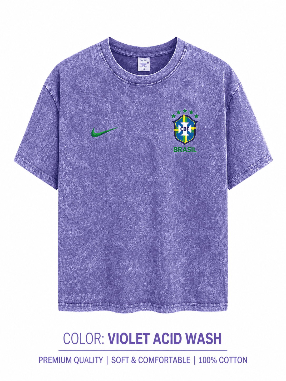Brazil World Cup Premium 240+ GSM Acid Wash T-Shirt
