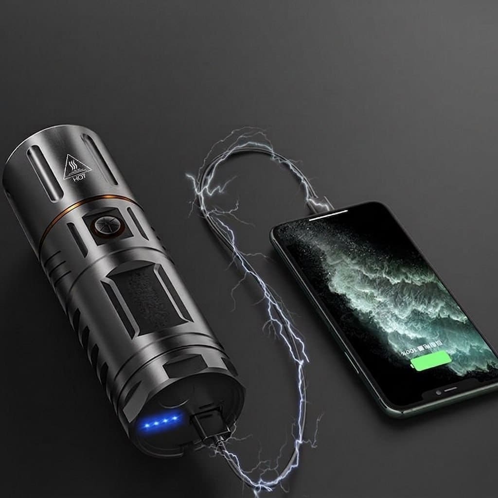 Rechargeable Metal LED Flashlight with 4500mAh Power Bank