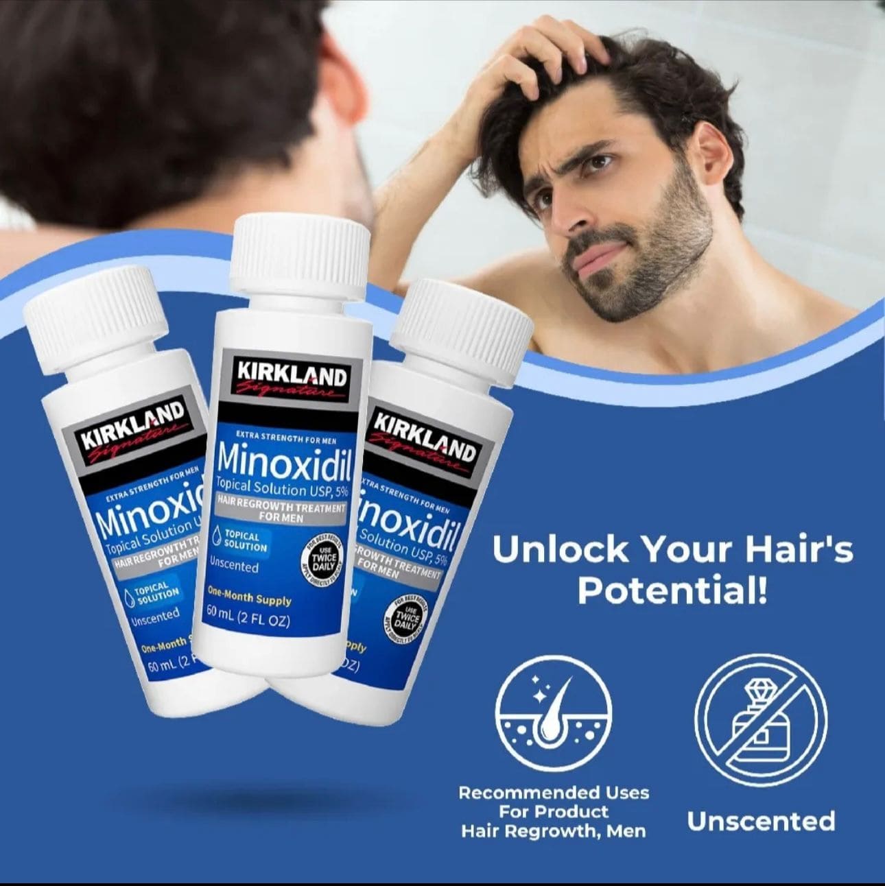 Original Minoxidil Hair Growth Solution for Men and Women