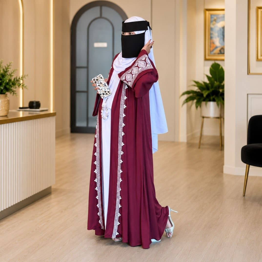 Exclusive Rose Arabian Borka Premium 3-Piece Set