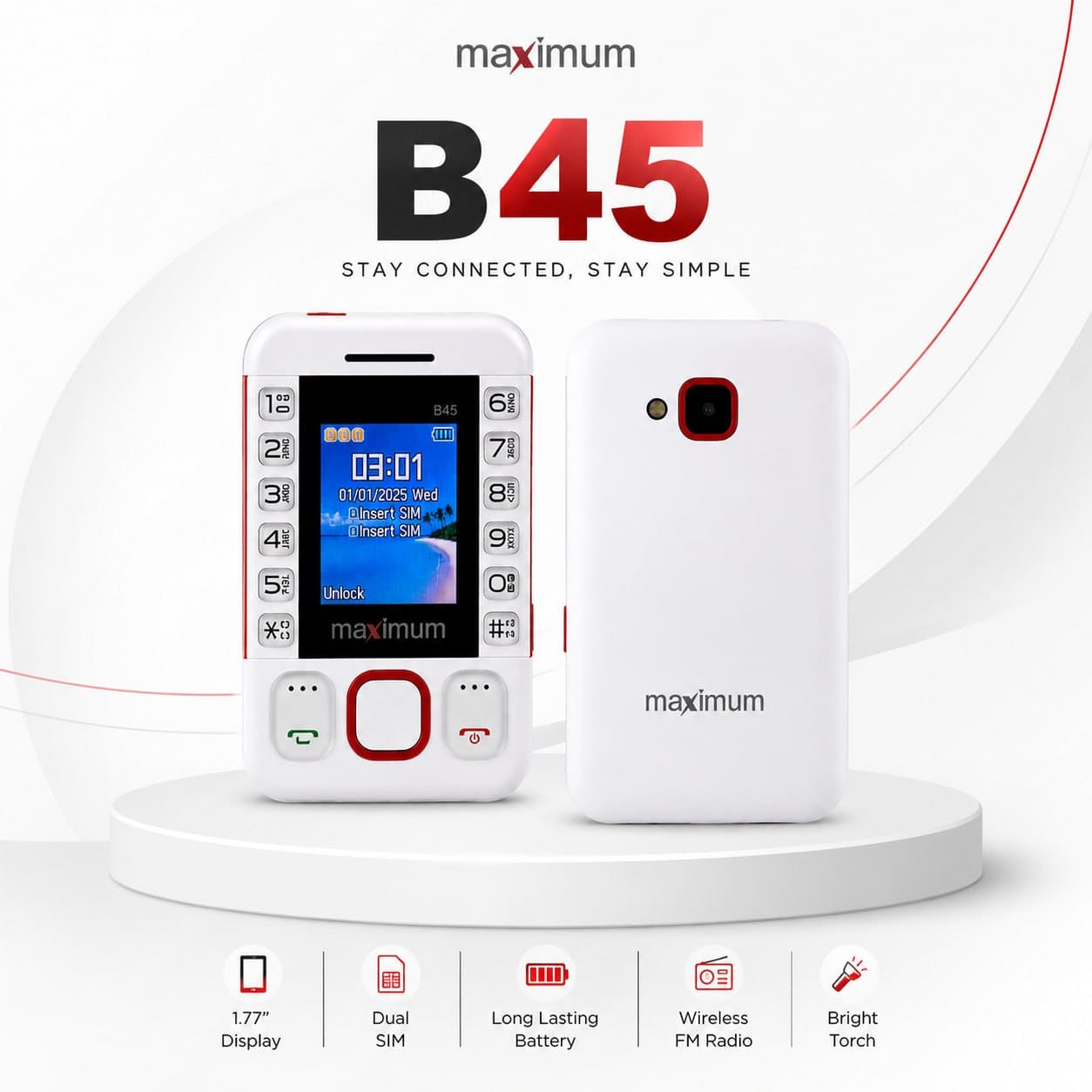 Maximum B45 Mini Card Phone Dual SIM Black
