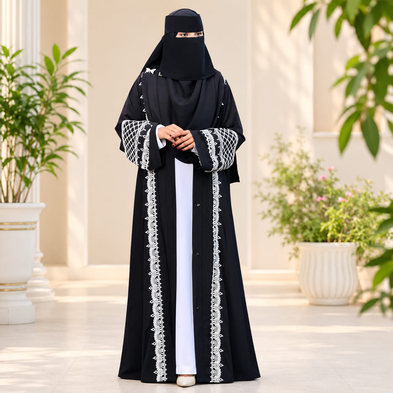 Premium Dubai Fabric Embroidered 3-Piece Abaya Set