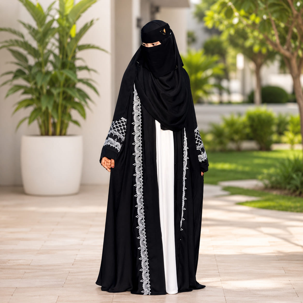 Premium Dubai Fabric Embroidered 3-Piece Abaya Set
